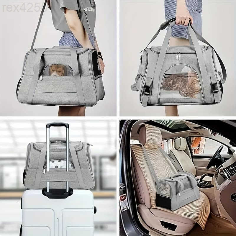 Cat Carriers Dog Carriers Pet Carriers AirlineApproved SoftSided Bag for Cats Small Dogs Up to 15 lb Foldable Breathable Mesh Privacy Cover Washable L