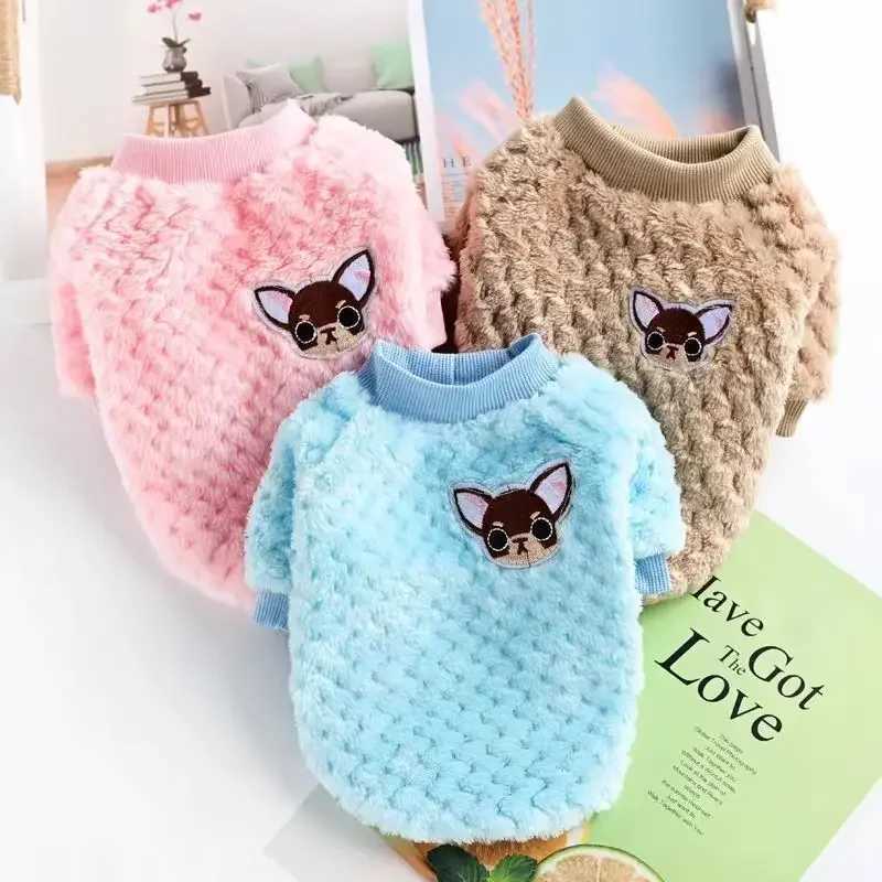 Warm Outfit Fleece Pet Clothes Sweater Cute Chihuahua Print Coat Small Medium Dog Clothes Hoodie et Teddy Bulldog Chihuahua W250904