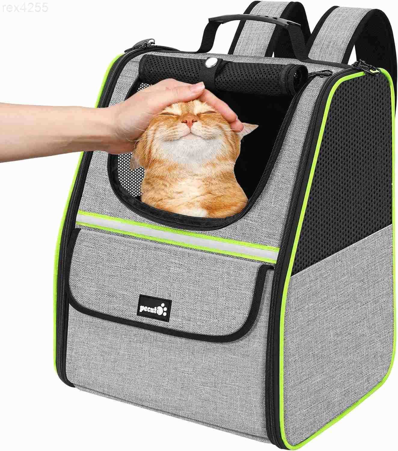 Cat Backpack Carrier for Travel Hiking Breathable Pet Carrier Backpack with Storage Pockets Small Dog Carrier Bag for Outdoor Walking Bike Riding Vet 