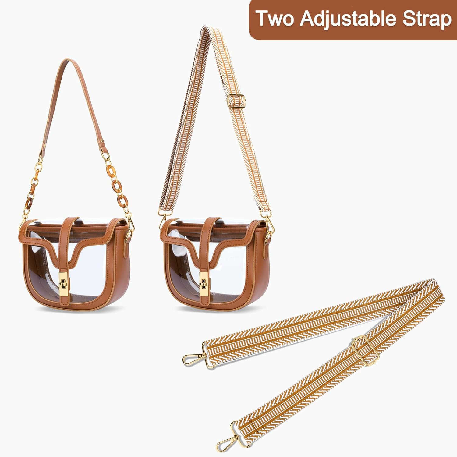 Clear Crossbody Bag for Women Stadium Approved Vegan Leather Concert Shoulder Sports SeeThrough Purse M250904