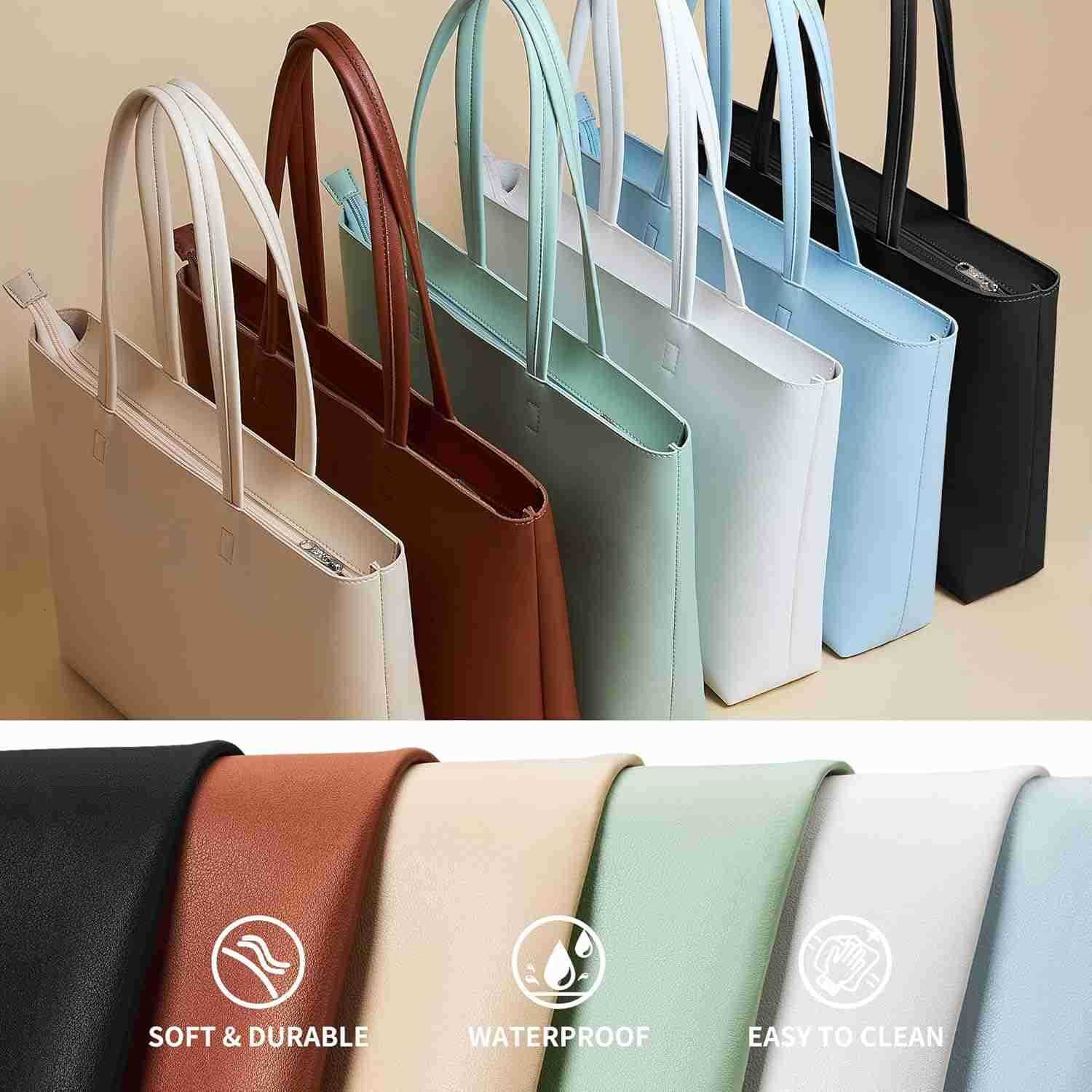 Tote Bag Zipper Shoulder Bag Faux Leather Purses Satchel for Women Casual Handbag Work Dating CollegeW250904