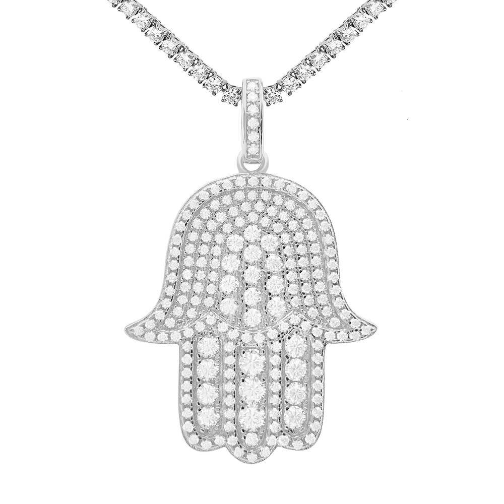 Moissanite Rhinestone Luxury Pendant Palm Shape Sterling Silver Pendant