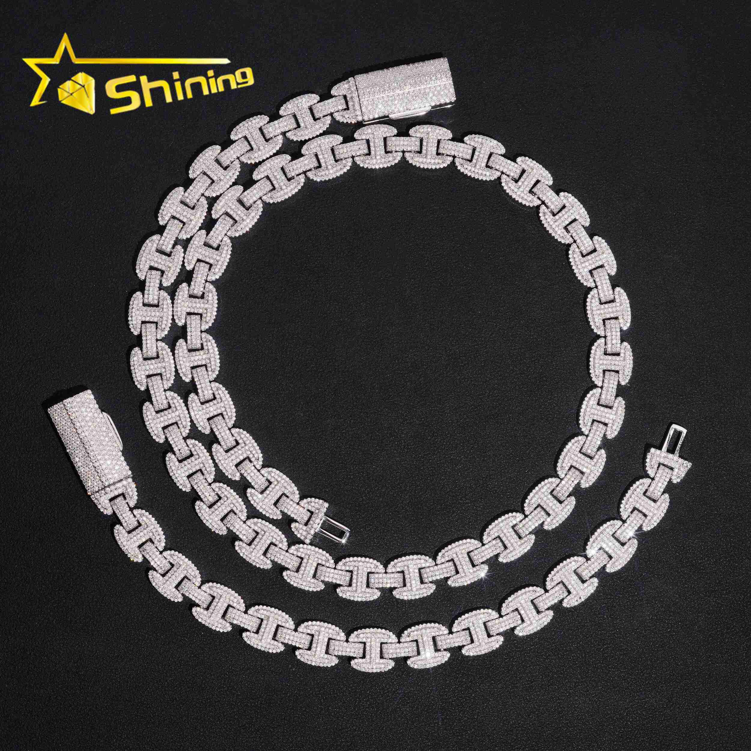 New Arrivals Hip Hop Jewelry Iced Out 12mm 925 Silver Moissanite Infinity Chain Diamond Cuban Link Chain Necklace