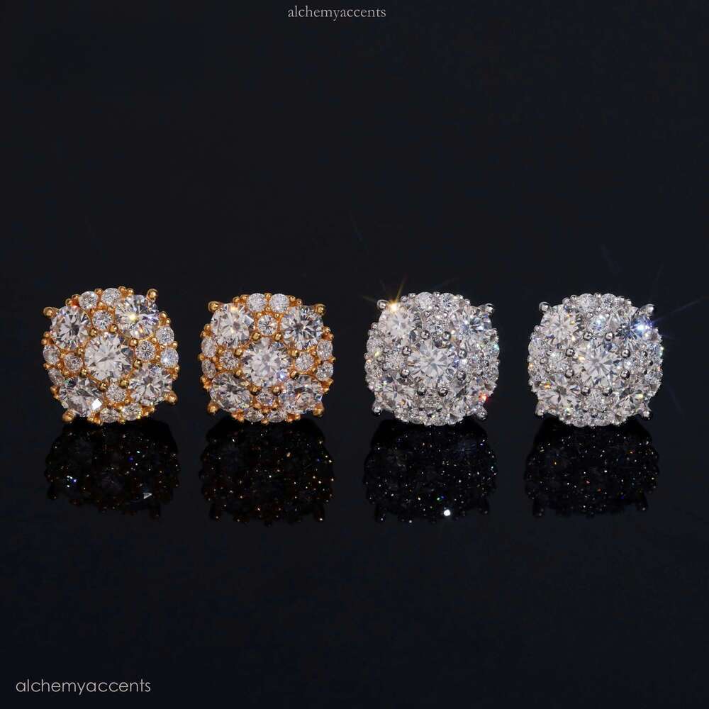 Hot Sale Pass Tester D VVS Moissanite Dia Earrings Screw Back Sier Hip Hop Stud Earring for Men and Women