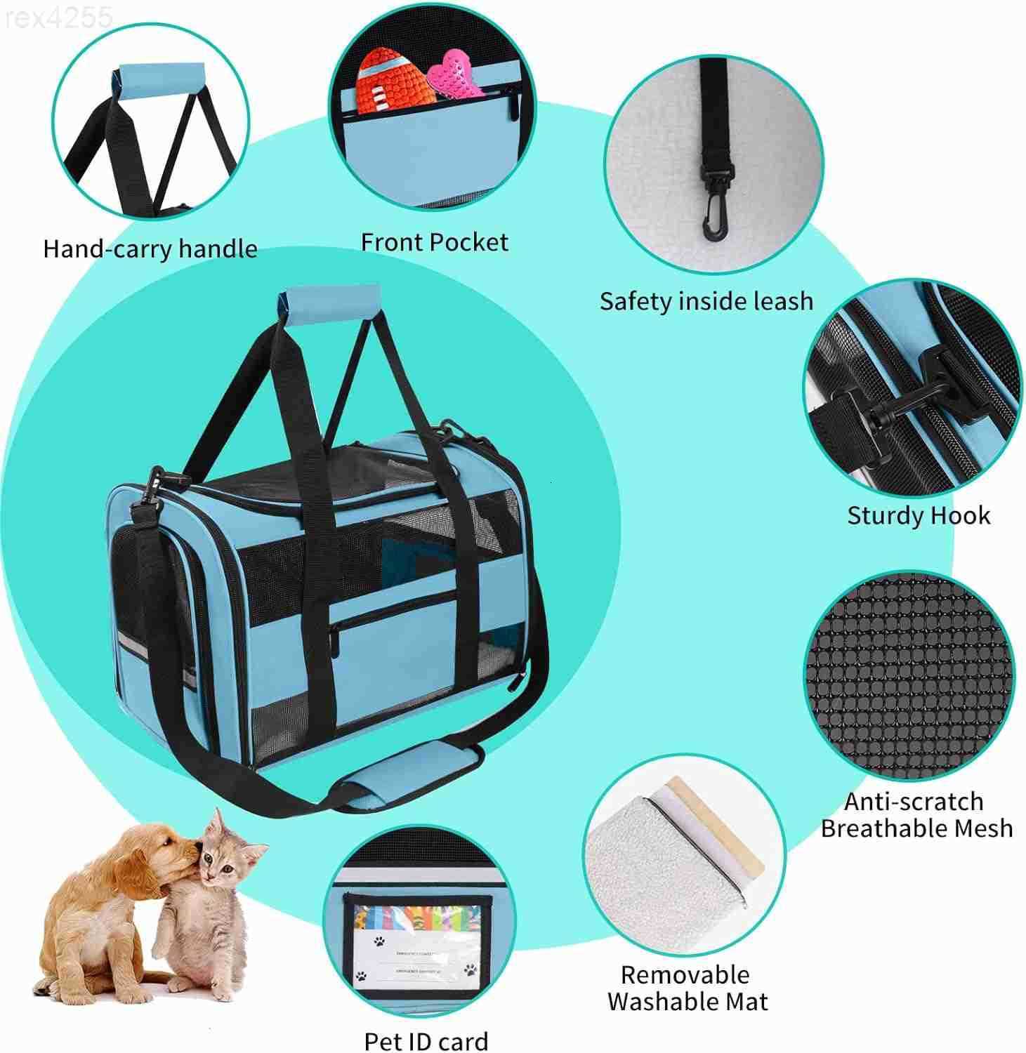 Soft Sided Cat Carrier for Small Cats Puppies up to 15 Lbs Airline Approved Pet Carrier Collapsible Travel Puppy Carrier with Reflective Strip GreyW25