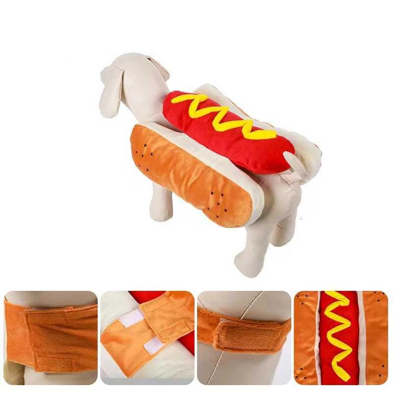 Funny Halloween Dog Costumes Hot Dog Shaped Dachshund Sausage Adjustable Clothes Pet Apparel Dressing Up Cat Party Costume Suit W250904