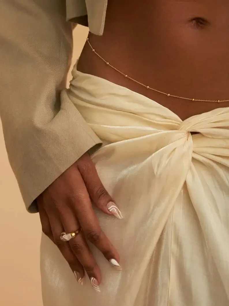 Adjustable Bikini Body Jewelry for Women Waist Chains for Women Gold Plated Body Chains Satellite Beads Rope Belly Belt Chains W250904