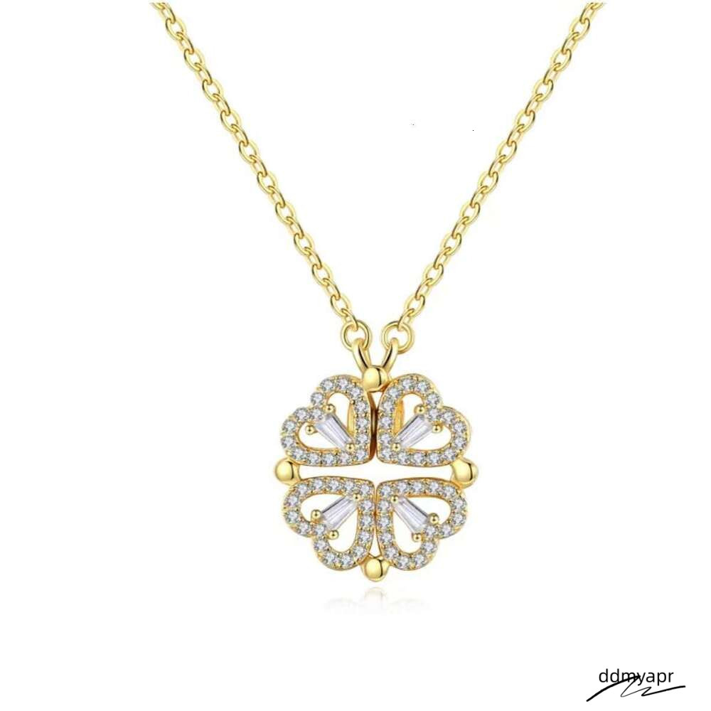 Collections Transformable Four Leaf Clover Ddmyday Heart Pendant Necklace Lucky Charm Gothic Style Jewelry For Women Sweater Chain Ddmyday