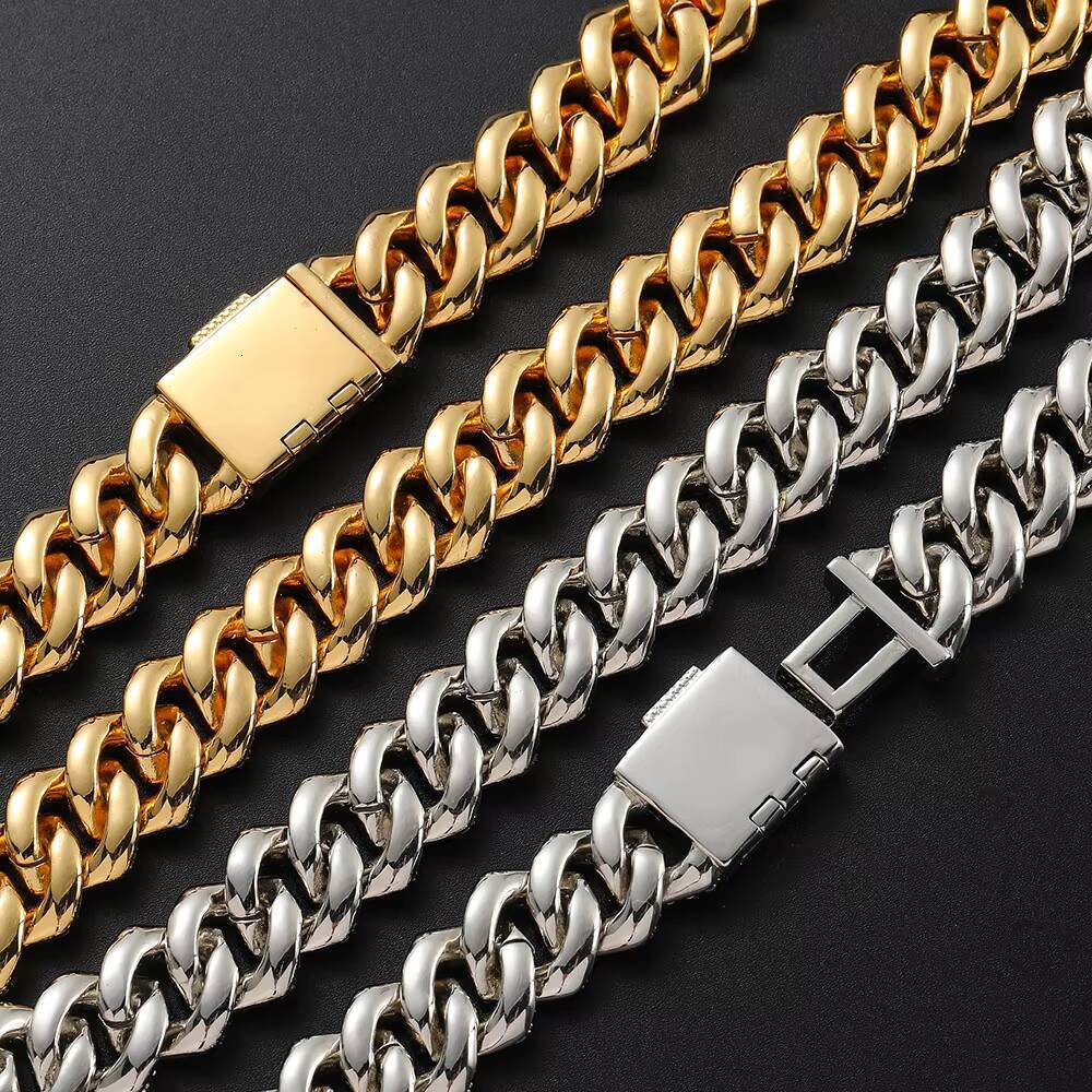 14mm Diamond Iced CZ Stone Crossshaped Chains 14mm TwoRow Cuban Link Bracelet Set Miami Cuban Style Silver Plated Necklaces