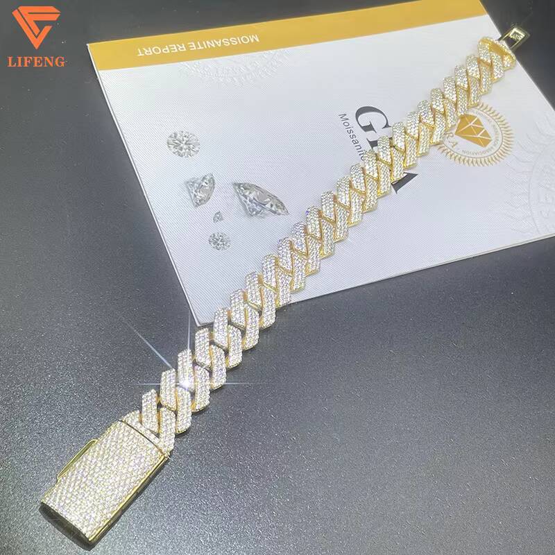Pass the Diamond Test Fine Jewelry Bracelets Excellent Cut D VVS1 Moissanite Bracelet Yellow Color Hip Hop Custom Bracelet