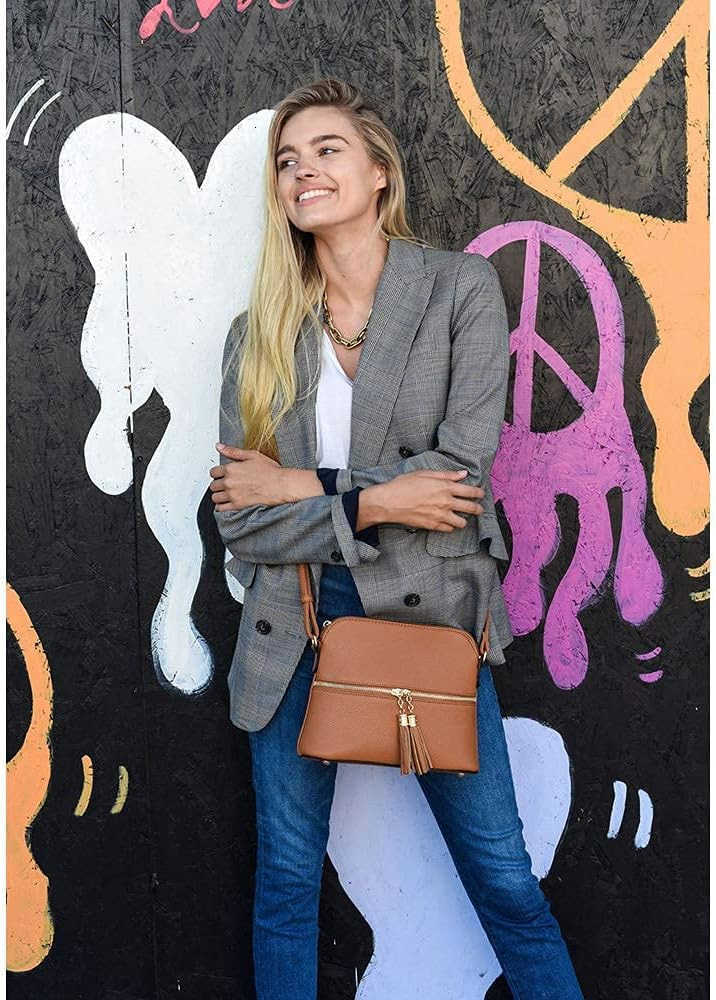 Lunar Lightweight Medium Dome Crossbody Bag Shoulder Bag with Tassel Zipper Pocket Adjustable Strap M250903