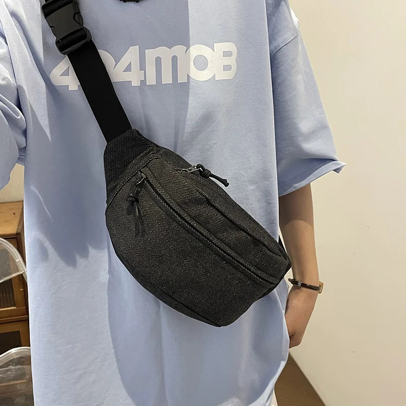 Chest Bag For Women Solid Color Waist Bags High Quality Women Shoulder Bag Denim Fabric Fanny Pack Crossbody Small Bag 250903