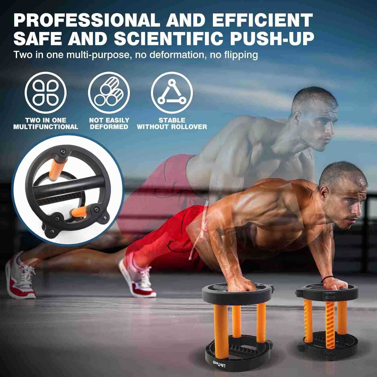 Ab Wheel Roller Kit with PushUp Bar Push Up Wheel for Abs Workout Multifunctional Abdominal Exercise Roller Home Gym Equipment Core Strength Workout A