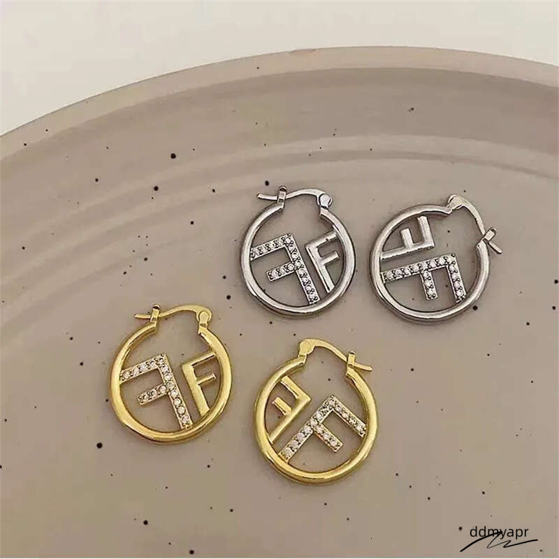 Minimalist 'F' Letter Hoop Earrings - Ddmyday Gold/Sier Geometric Ear Cuffs For Women & Men (2025 New Arrival) Ddmyday