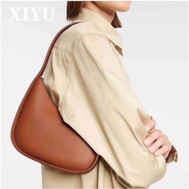 XIYU Underarm Women Fashion Vintage Casual Leather Crescent Shoulder Bag Niche Simple Advanced Hand-Held Small Handbag