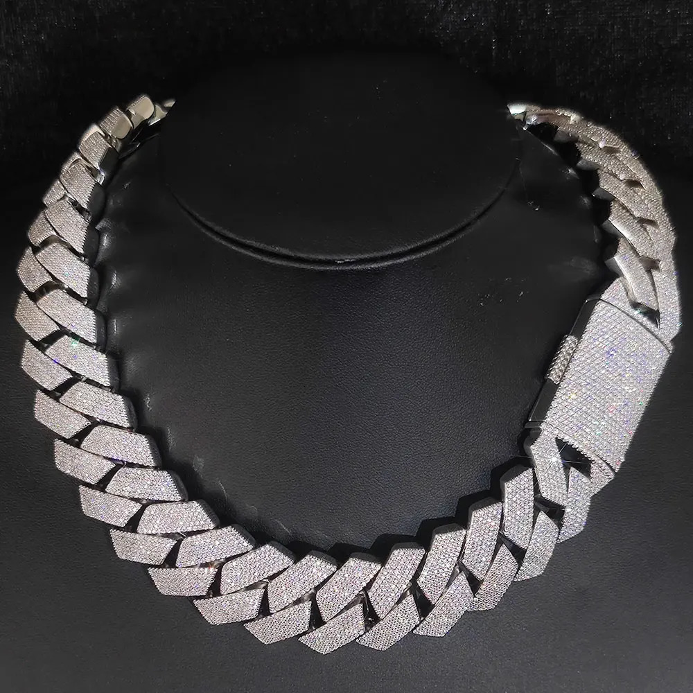 Thick Heavy 25mm Six Rows Prong Setting Cuban Link Chain Iced Out Hip Hop White Gold Plated Necklace Jewelry Women Men Gifts 250903