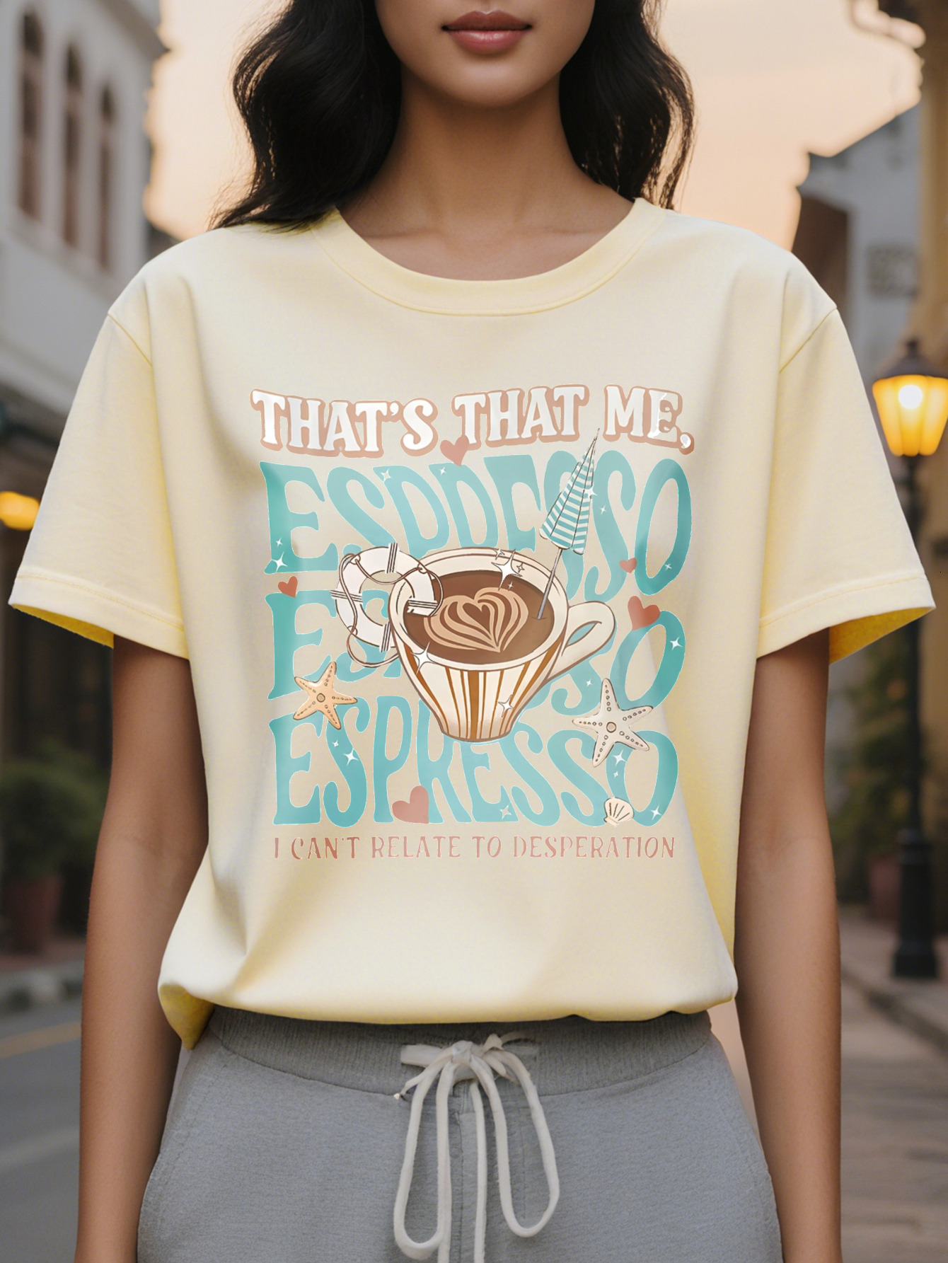 Women Coffee Lover T-Shirt S That Me Espresso Funny Quote Crew Neck Casual Knit Cotton Tee Regular Fit