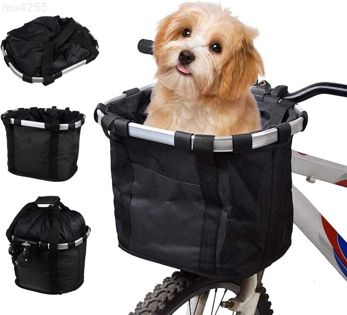 Bike Basket Quick Release Bicycle Handlebar Front Basket Removable Small Pet Cat Dog Carrier Detachable Cycling Picnic Bag for Commuting Shopping Camp