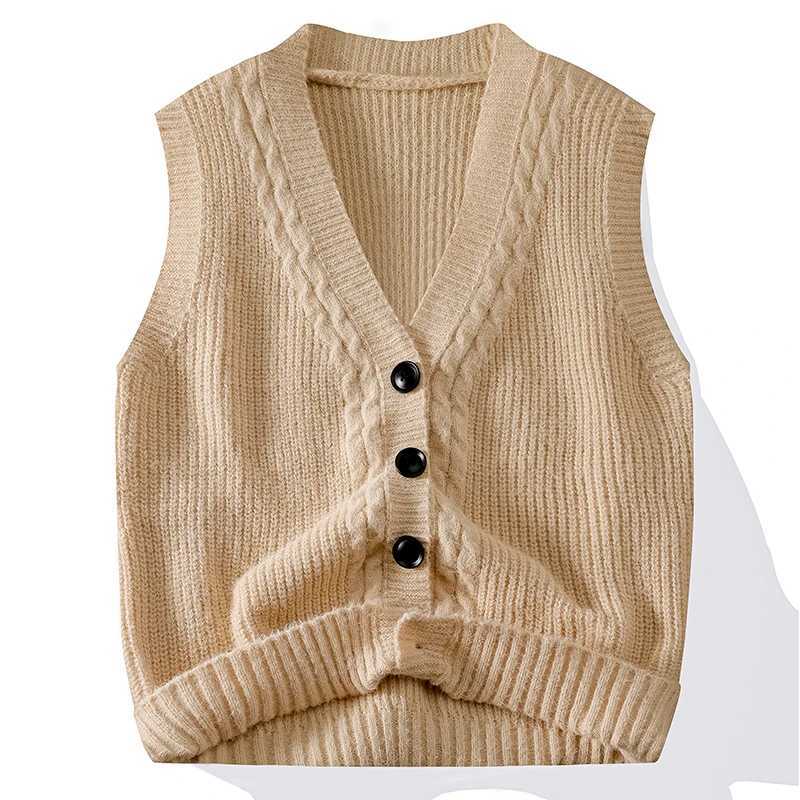 Versatile Fashion Men Casual Sweater Clothe Tops Cardigan Sleeveless Waistcoat Knitwear V Neck Loose Vest Knit Shirt Jacket CoatXJ250904