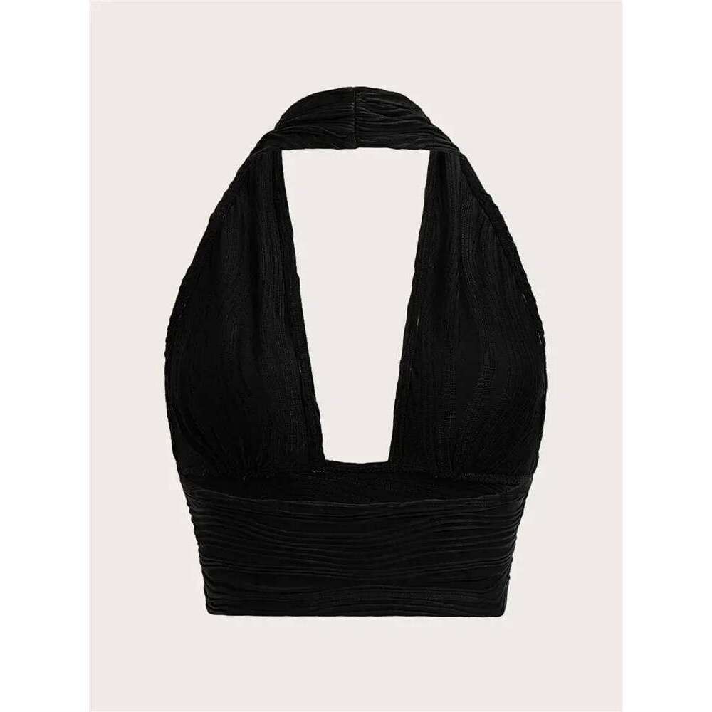 Sexy Solid Backless Crop Halter Women Summer 2024 Y2k Clothes Grunge High Street Style Club Sleeveless Cami Top Streetwear