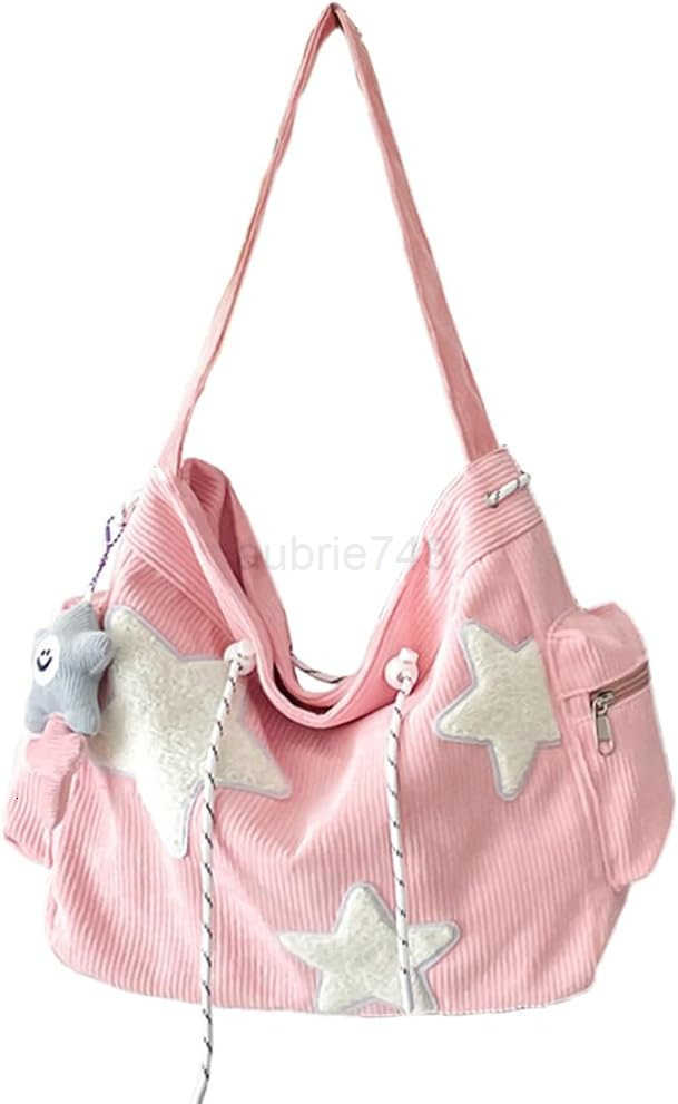 Star Crossbody Bag Women Corduroy Tote Bag Aesthetic Messenger Bag Cute Shoulder Bag Y2K Hobo Bag M250904