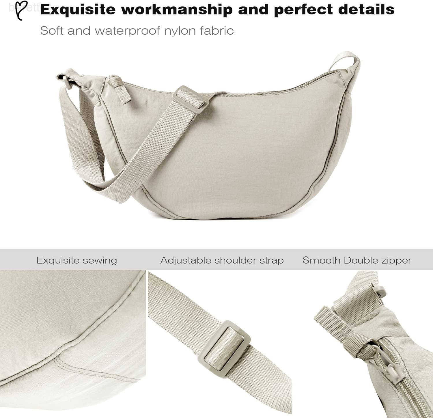 Nylon Crescent Crossbody Bag for Women Men Fanny Pack Crossbody Bag Dumpling Lightweight Travel Sling Bag M250903