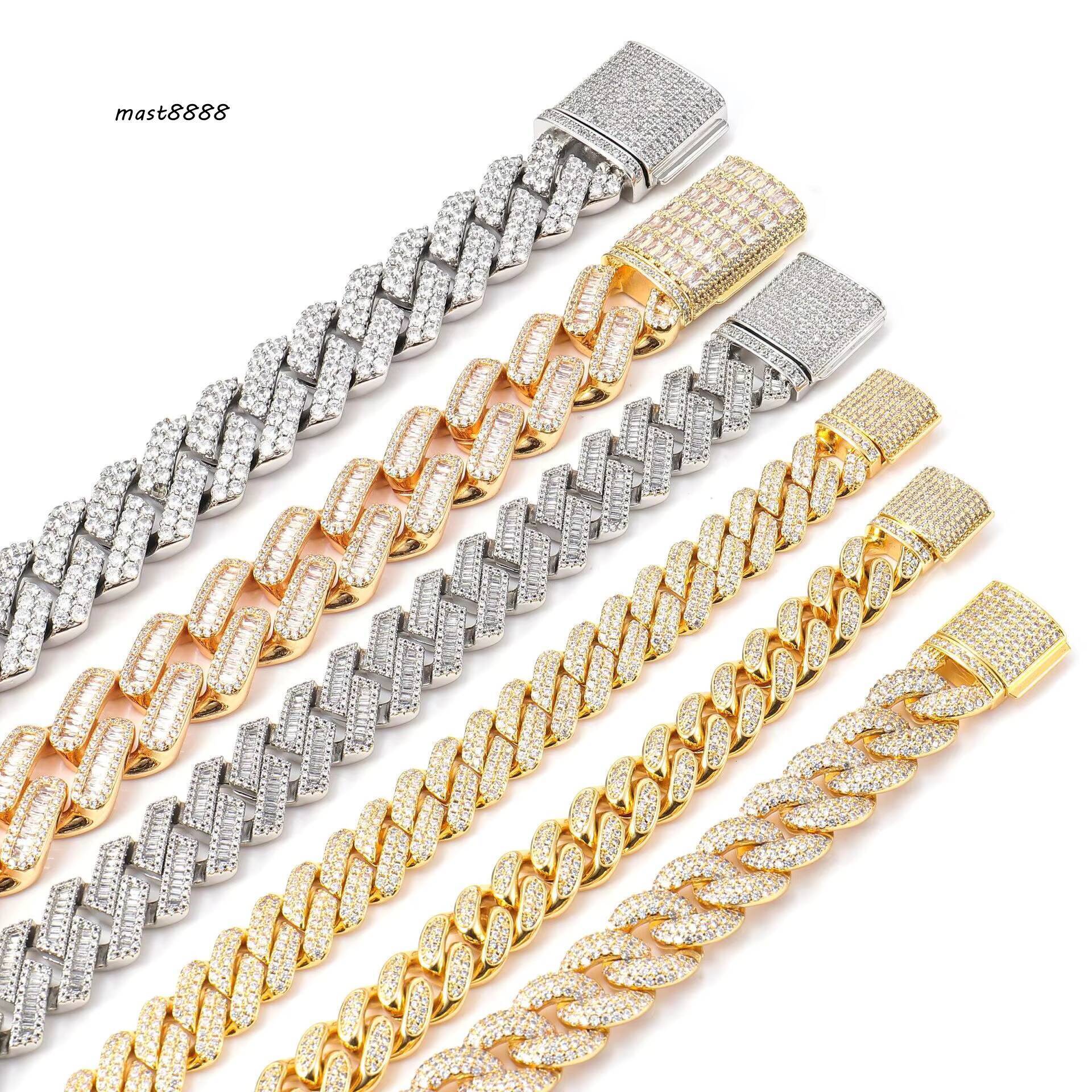 Hot Selling 925 Sterling Silver Hip Hop Moissanite Diamond Cuban Link Chain 10mm 12mm 15mm Iced Out Necklaces