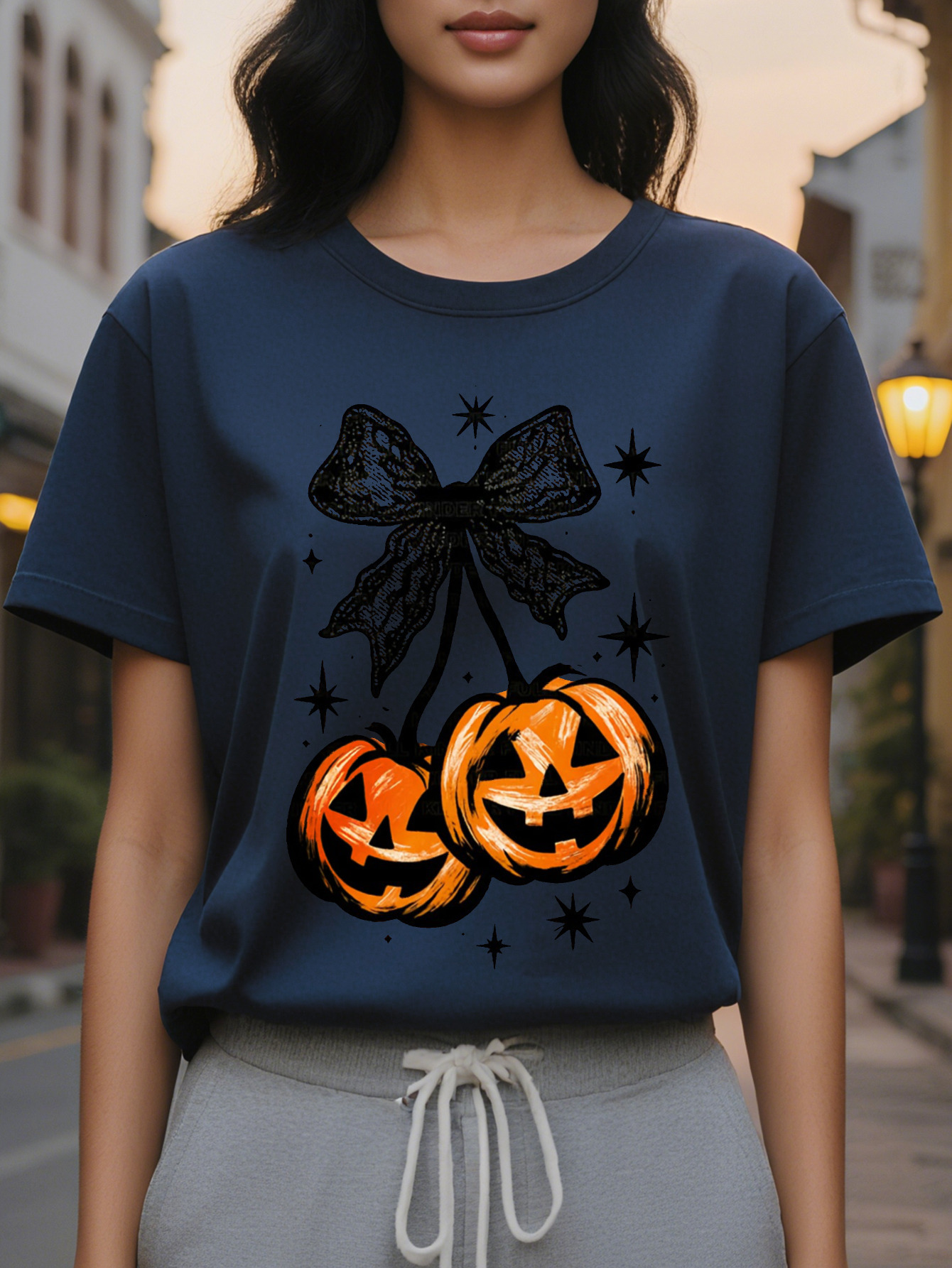 Large XL Women S Pumpkin Bat Graphic Sweatshirt Beige Loose Fit Pullover with Jack O Lanterns Round Neck Top for Party Plus Size