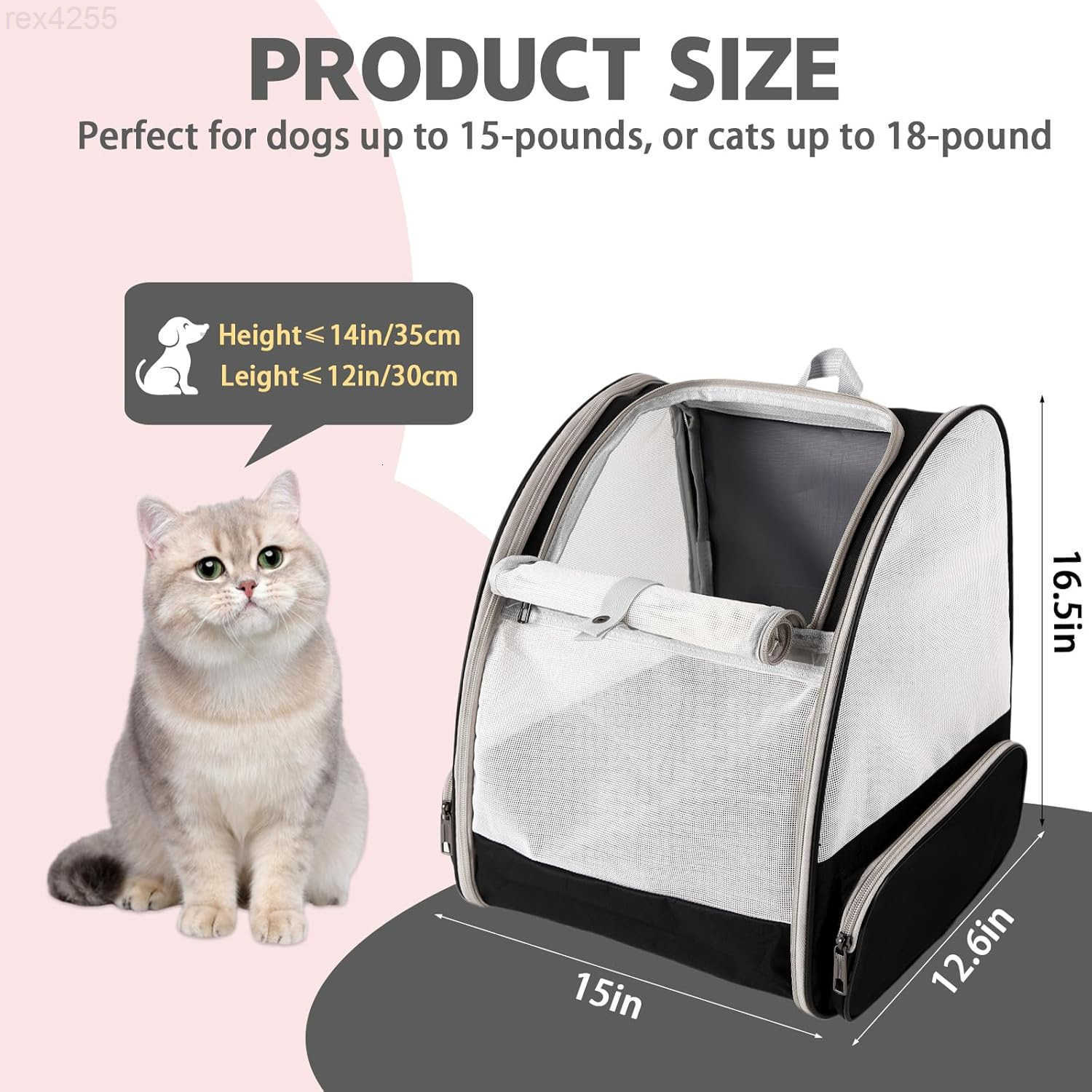 Cat Backpack CarrierPet Carrier Airline Approved for Small Dog Cat Puppy Kitten BunnyVentilated Mesh Design Animal Backpack for Hiking Camping Travel 