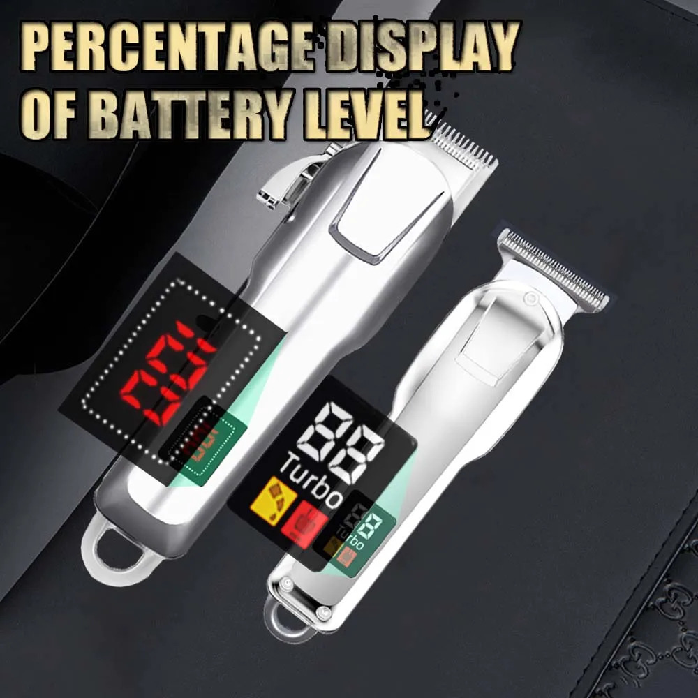 Cordless Electric Hair Clippers for MenProfessional Barber and Trimmers Set Cutting Kit with LED Display 250825