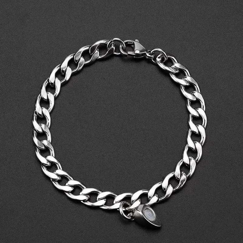 Bracelets For Women Men Fashion Couple Cuff Jewelry Vintage Silver Color Chains Heart Magnet Bracelets Korea 2022 Tren PulseraXJ250904