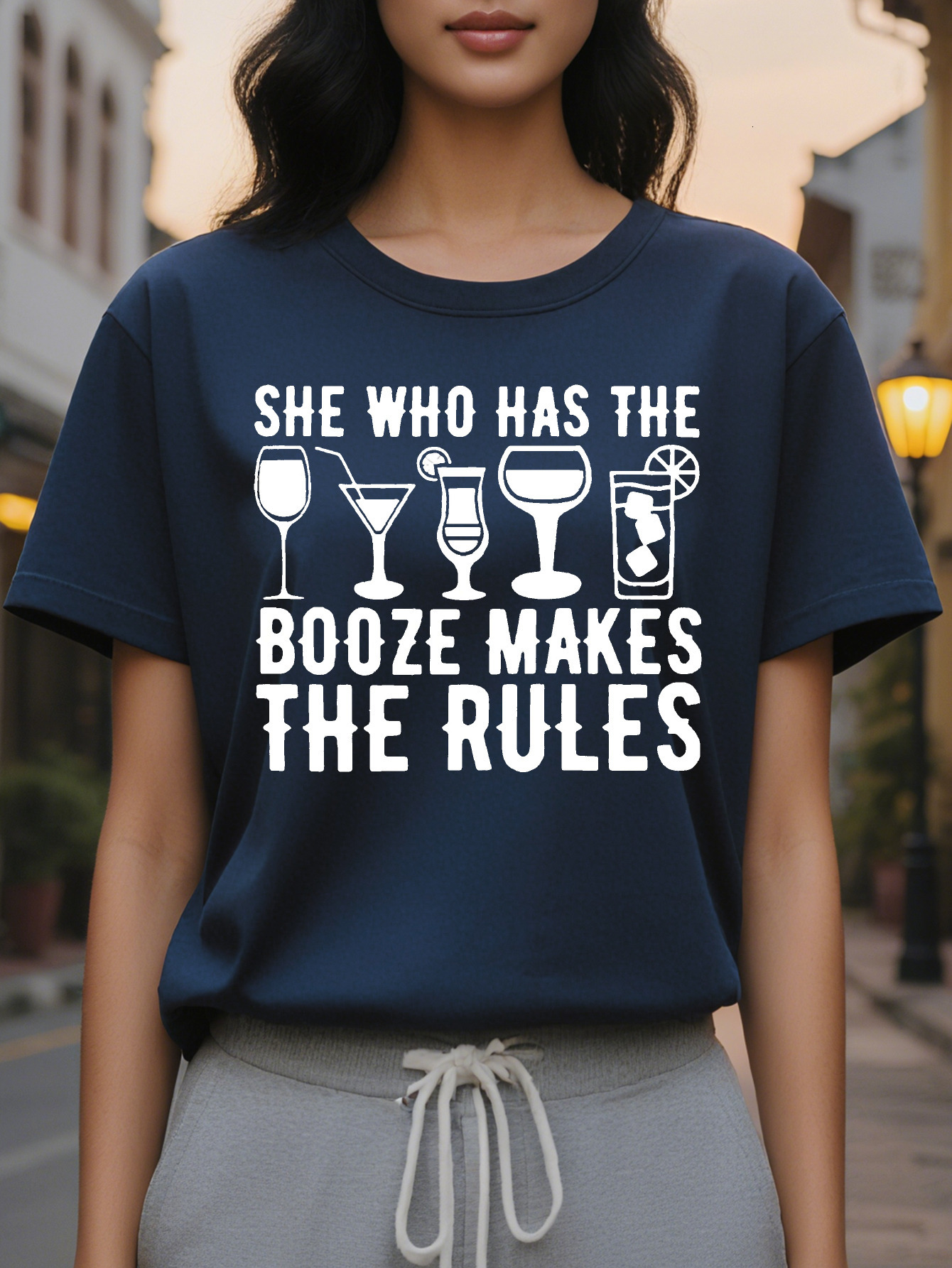 Large XL Women S Fitted Round Neck T-Shirt with Tail Letter Print for Spring and Summer Plus Size