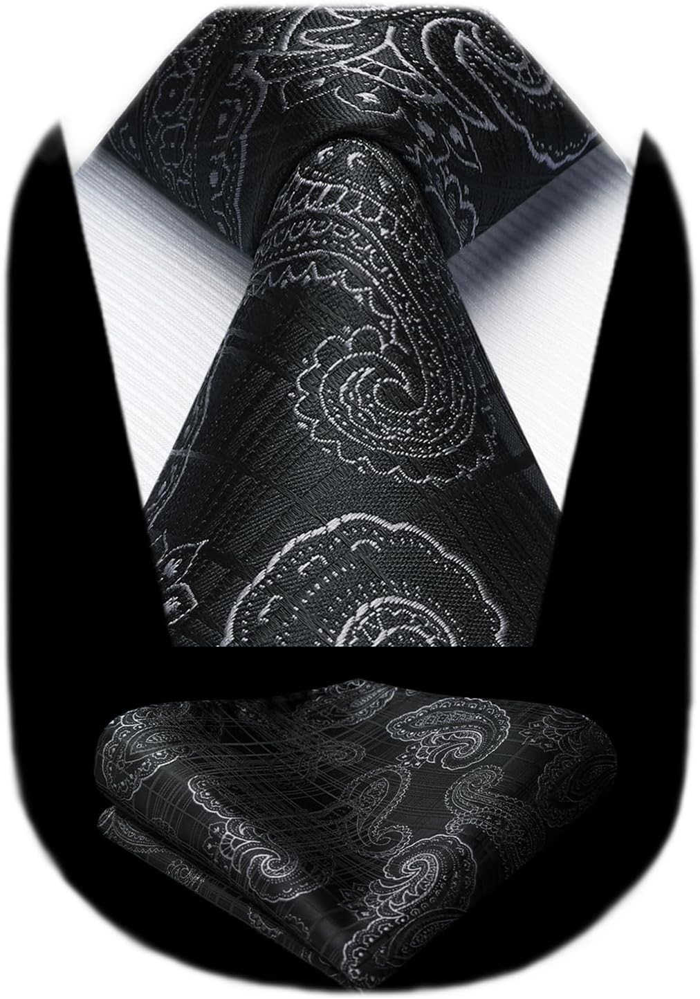 Ties for Men Classic Floral Tie and Pocket Square Elegant Silk Necktie Handkerchief Set Wedding PartyW250904