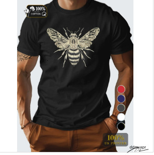 ddmycrazy Fashion Luxurious Bee Lace Wings Men's T-Shirt Version Ddmy