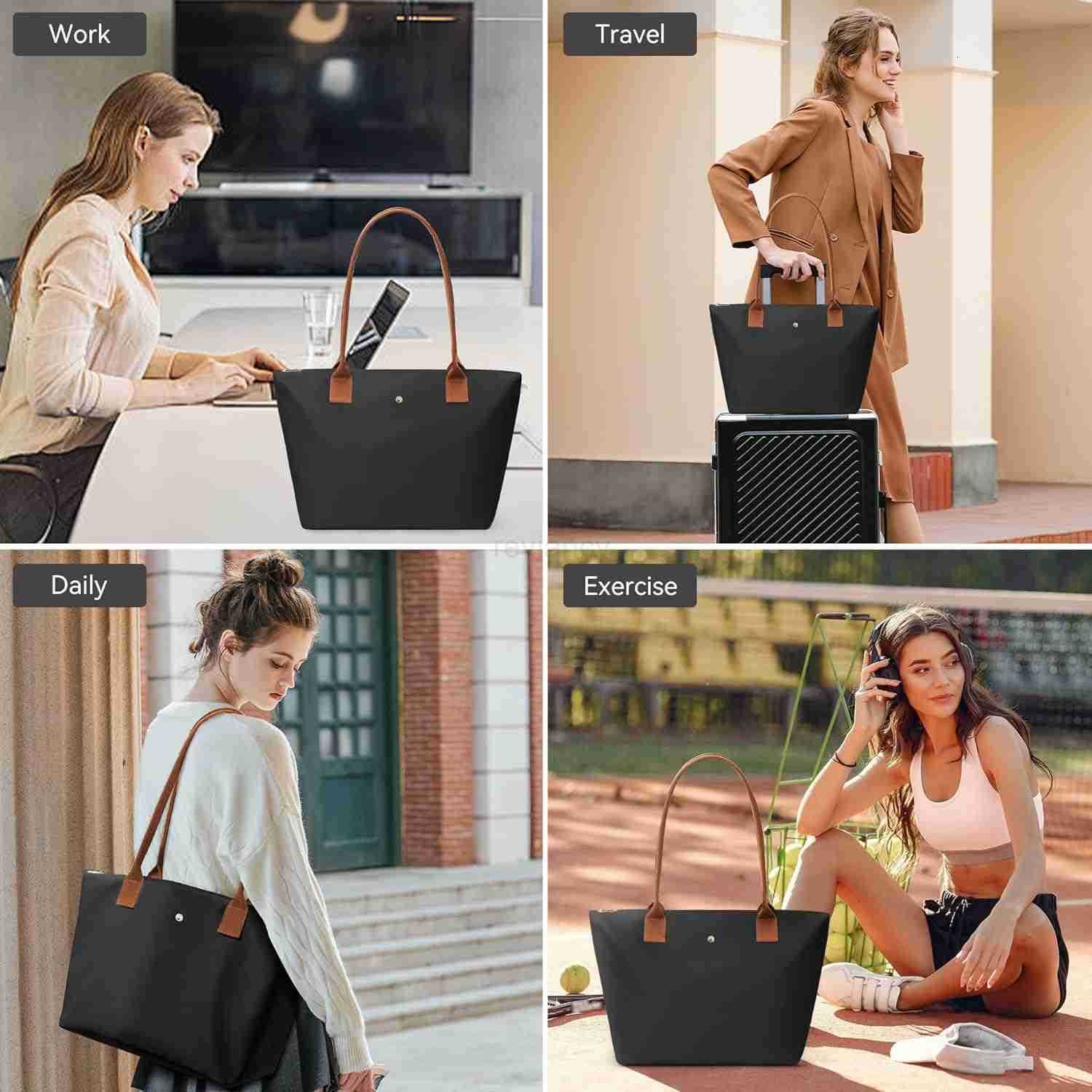 Tote Bag for Women Nylon TopHandle PurseShoulder Hobo handBag with Zipper Leisure Foldable WeekendW250904