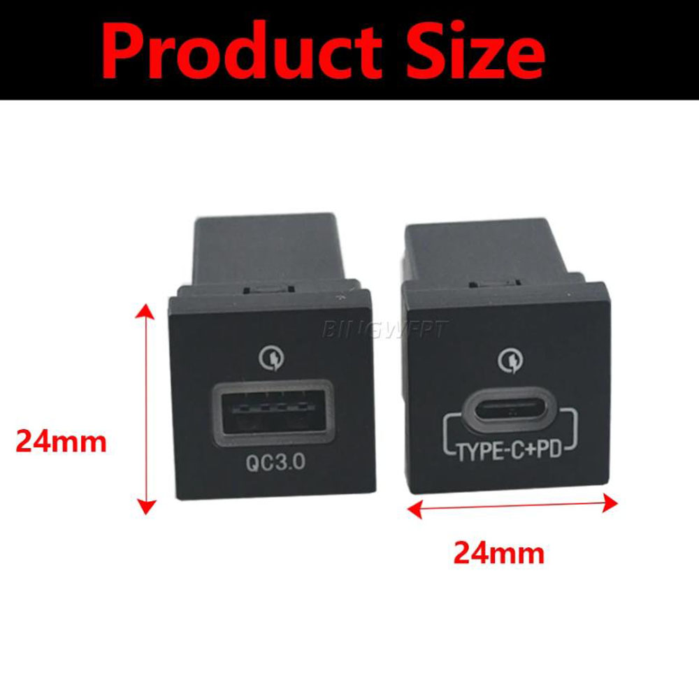 Car USB Charger Socket Fast Charge Adapter PD Type C and QC3.0 Power Outlet Switch For VW Golf 6 Jetta 5 MK5 Scirocco 2006-2012