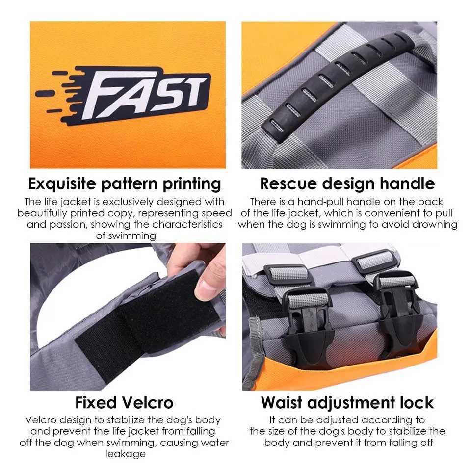 Pet Swimming Life et Safety Vest for Dogs Swim Fashion Adjustable Reflective in Pool or Surfing Drifting Dog Life Vest W250904