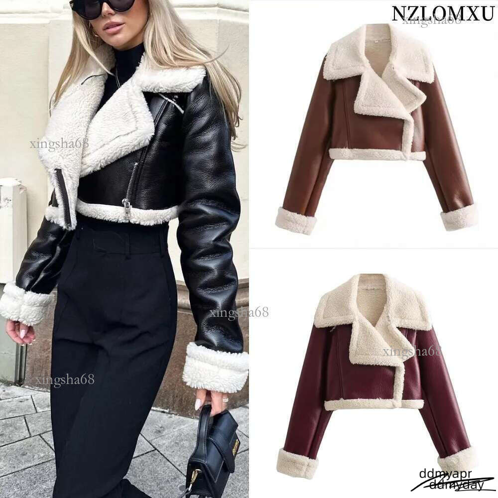 Winter Women Coats Faux Shearg Sheepskin Coat Retro Motorcycle Jacket Woman Jackets Outerwear Ddmyday