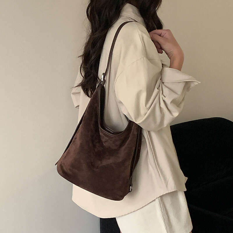 Luxury bag Top Layer Bucket New Minimalist Style Niche Suede Genuine Leather Single Shoulder Crossbody Bag for Women