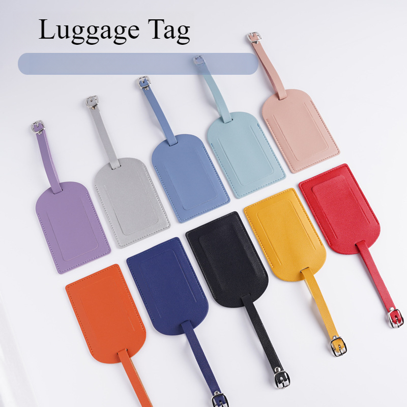 OC9002 Leather Luggage Label Check in Boarding Pass Multi Ribbon Lanyard Name Tag Card Customizable Patterns or Logos
