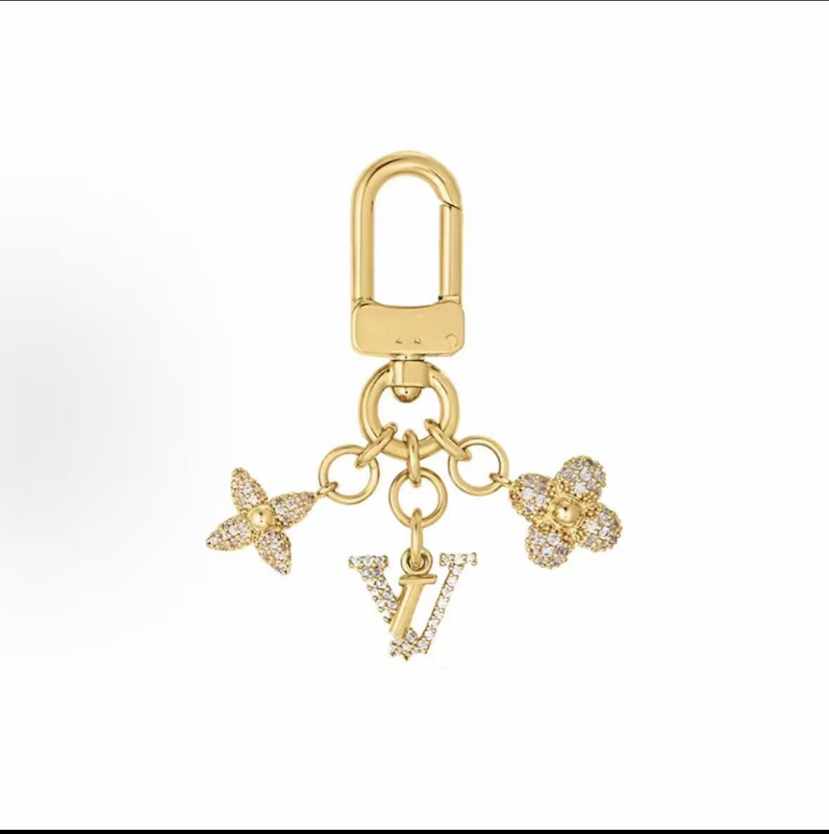 designer keychain V letters women keychain wallet llavero Buckle jewelry bagchain Keyring chain Keychains box
