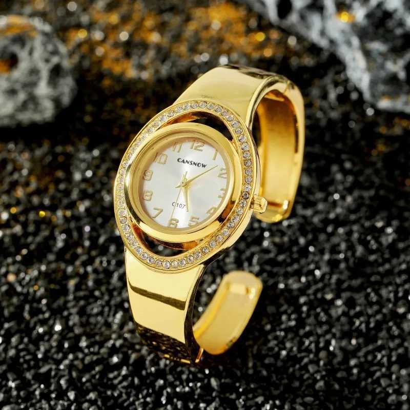 CANSNOW Luxury Fashion Round Dial Ladies Rhinestone Quartz Bracelet Watch Elegant Fem Clock Wens Saati Relojes X250904