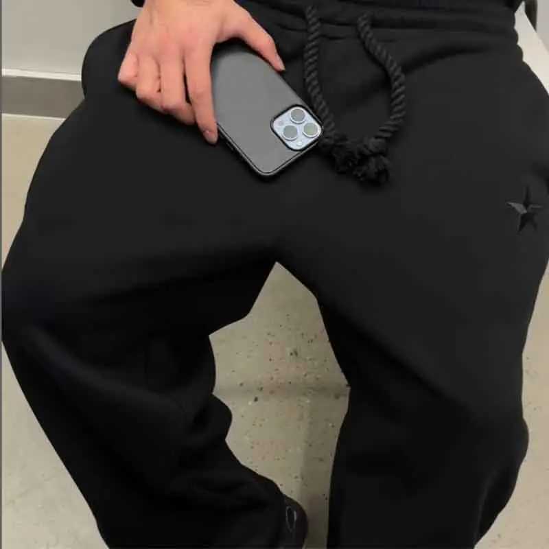 Double Waisted Sweatpants Men Y2k Baggy Sweatpants Drawstring Wide Leg Gym Workout Pants Loose Vintage Grunge PantsXJ250904