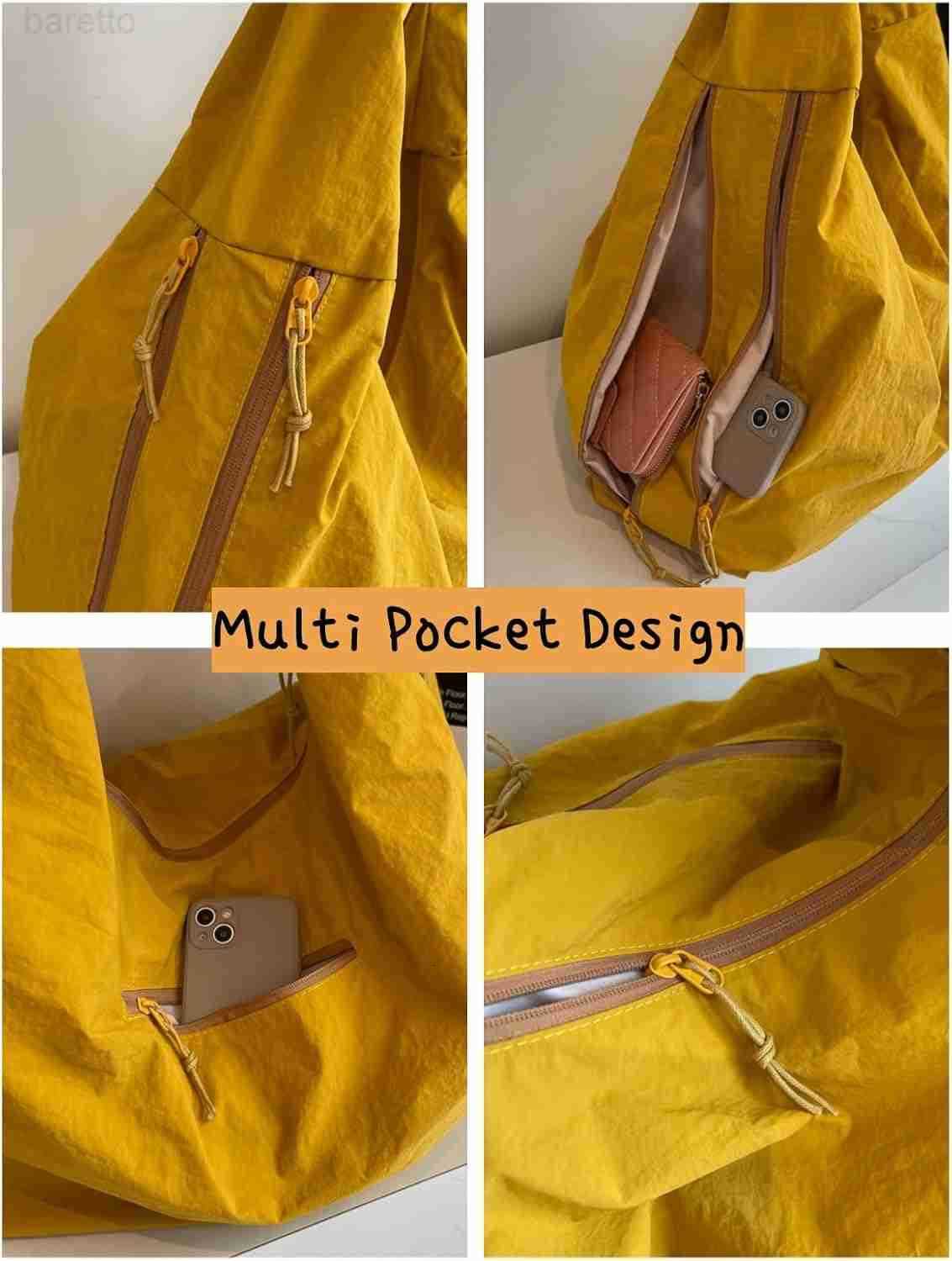 Tote Bag 2025 Nylon Solid Pleated Handbag Men Women Large Shoulder Travel Gym Casual Commute Weekend Vacation M250903