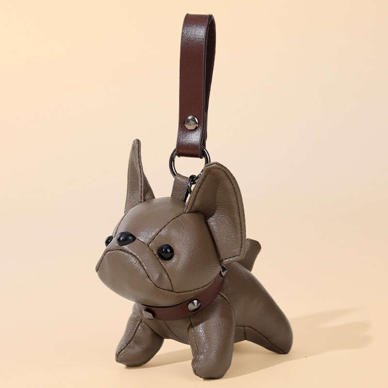 DHEssentials 2025 French Bulldog Keychain Leather Plush Pendant Mini Doll Backpack Charm Birthday Gift