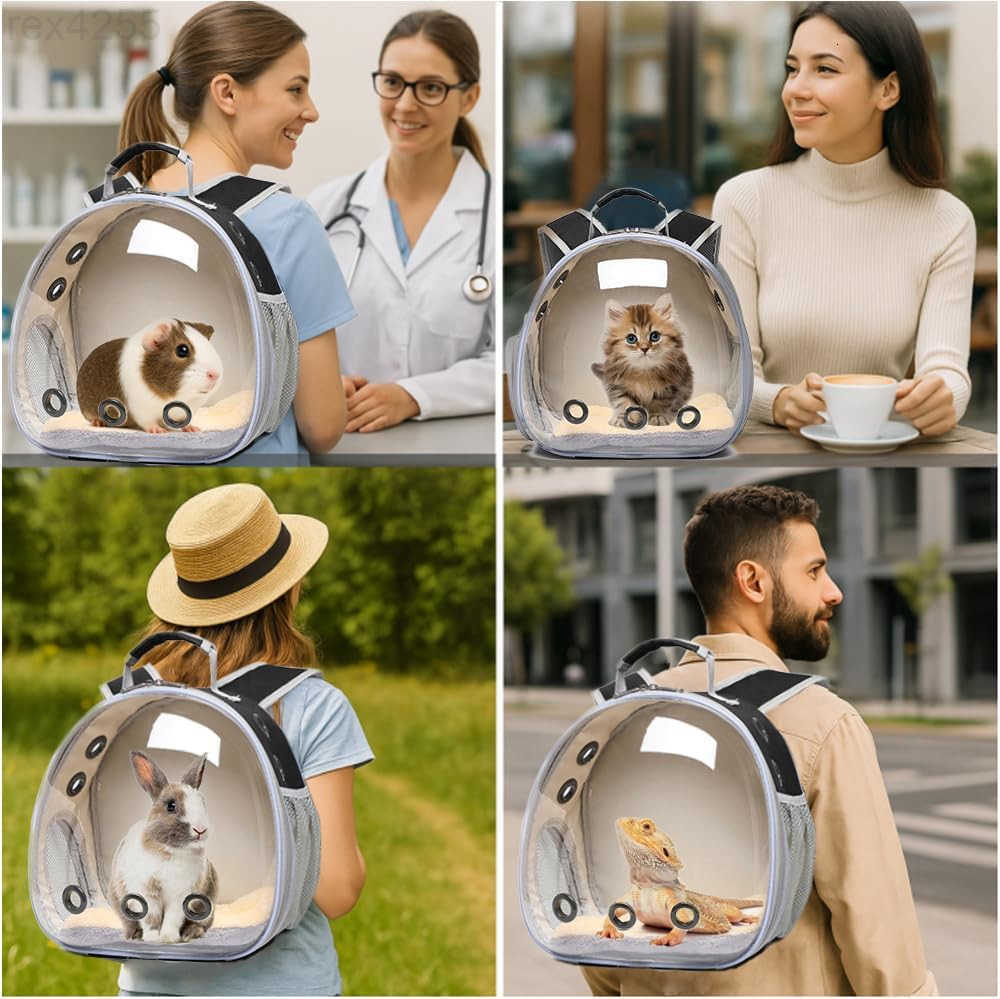 Bunny Carrier Guinea Pig CarrierSmall Animal Carrier Backpack for RabbitBearded Dragon LizardHamsterKitten Breathable Pet Travel Cage Bag Perfect for 