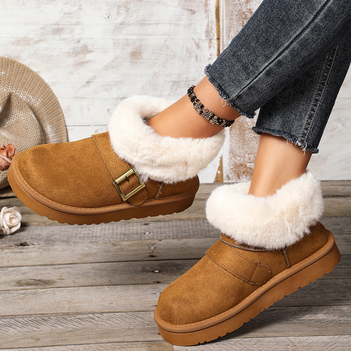 Free shipping designer Boots Cotton shoes women winter new style with plush warm retro slippers snow boots comfortable fit Thick base