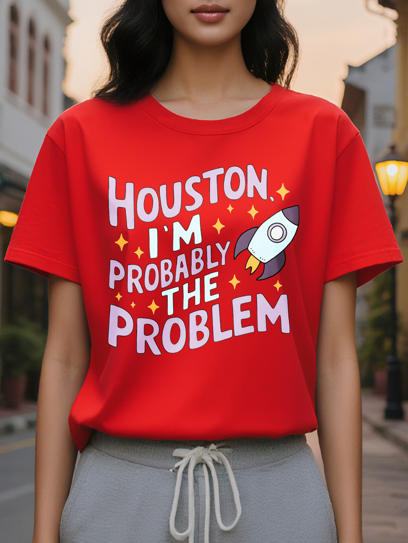 Large XL Graphic Letter Printed Women's Spring and Summer Clothing Combined Version Round Neck T-Shirt Plus Size