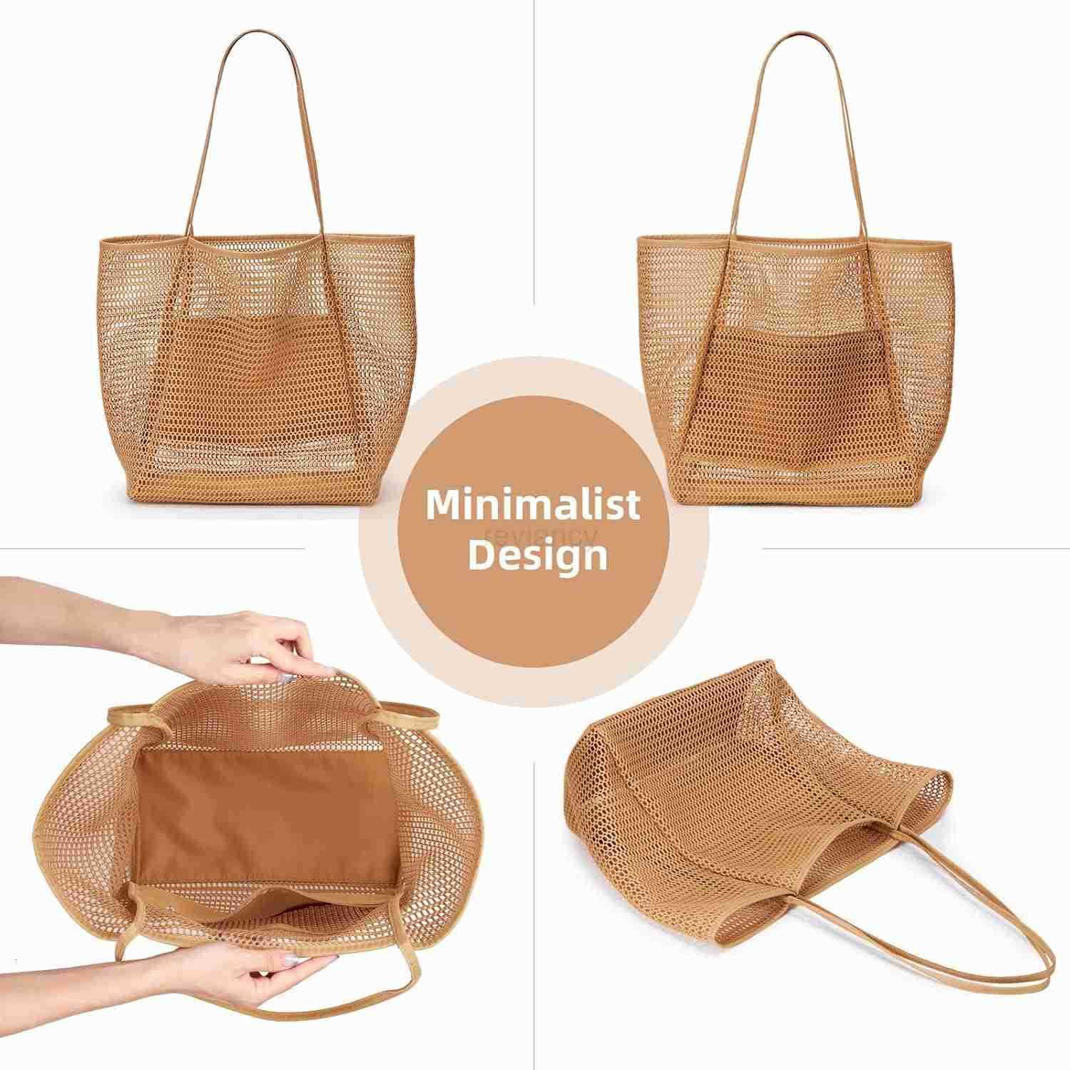 BeachNylon Mesh Tote Bag Casual Tote Bag Hobo Women Foldable MAX 23L Shoulder Bag For Beach Picnic VacationW250904