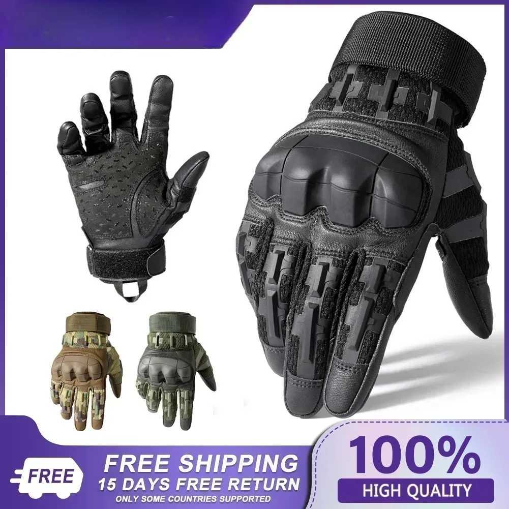 Tactical Gloves Pro Sports Gloves Touch Screen PU ather Outdoor Hunting Hiking Combat Airsoft Full Finger Shooting Glove MenXJ250904